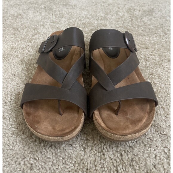 Eurosoft Sandal Womens 9M Brown Gianetta Open Toe Slip On Casual Faux Leather - Picture 3 of 6